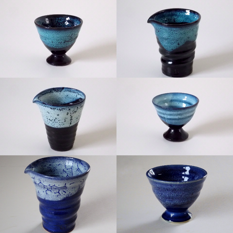 松代焼岡田窯 青釉薬片口 明治中期から大正初期頃 松代焼岡田窯 青釉薬